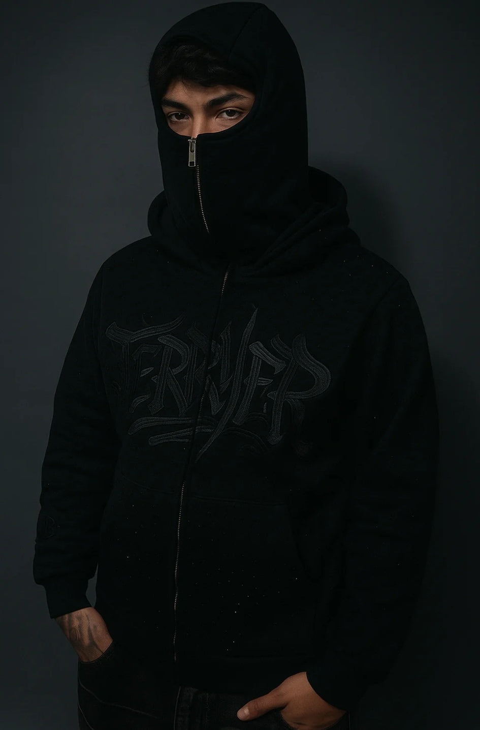 Balaclava Hoodie DoctorZet Gris vista 2